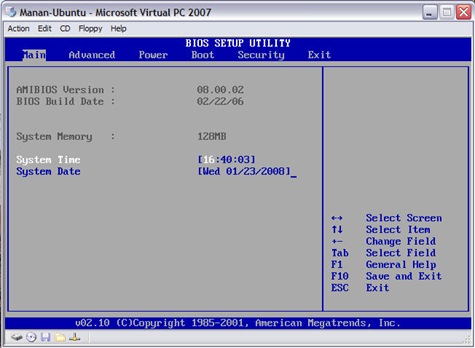 VPC Window 03 (Bios 01)